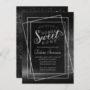 Glitzy Foil Platinum Silver Shimmer Housewärme Einladung