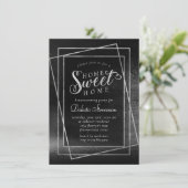Glitzy Foil | Platinum Silver Shimmer Housewarming Einladung (Stehend Vorderseite)