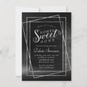 Glitzy Foil | Platinum Silver Shimmer Housewarming Einladung (Vorderseite)
