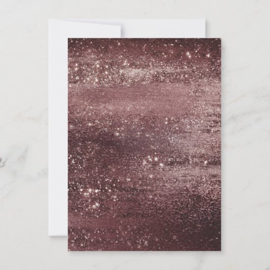 Glitzy Foil | Rose Gold Blush Glam Bubbly Brunch Einladung (Rückseite)