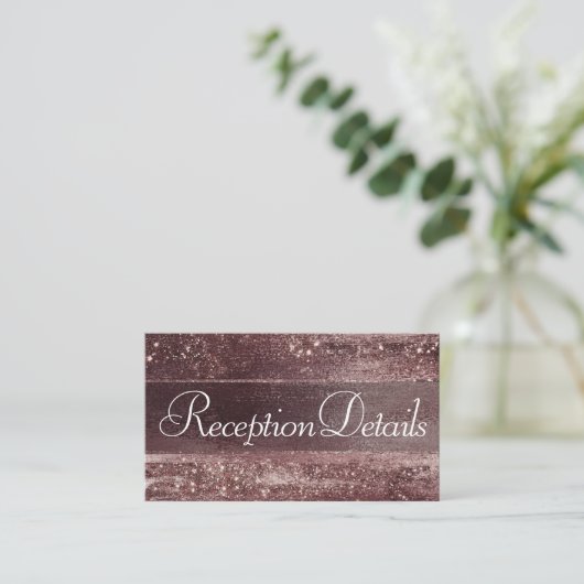 Glitzy Foil | Rose Gold Mauve Rosa Rosa Empfang Begleitkarte (Stehend Vorderseite)