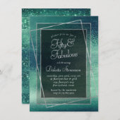 Glitzy Foil | Seafoam Iridescent Green Fabulous 50 Einladung (Vorne/Hinten)