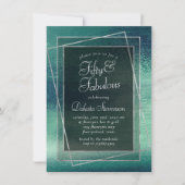 Glitzy Foil | Seafoam Iridescent Green Fabulous 50 Einladung (Vorderseite)
