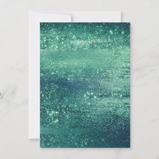 Glitzy Foil | Seafoam Iridescent Green Quinceanera Einladung (Rückseite)