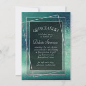Glitzy Foil | Seafoam Iridescent Green Quinceanera Einladung (Vorderseite)