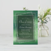 Glitzy Foil | Shamrock Green Sparkle Graduation Einladung (Stehend Vorderseite)
