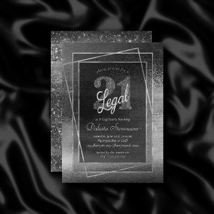 Glitzy Foil   Silver Platinum Shimmer 21 und Legal Einladung