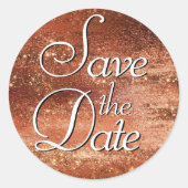 Glitzy Foil | Terra Cotta Orange Save the Date Runder Aufkleber (Vorderseite)