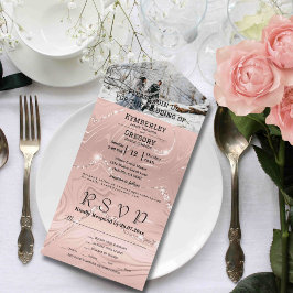 Glitzy Funkelnd Blush Pink Silver Foto E-Mail All In One Einladung