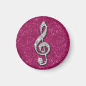 Glitzy Funkelnd Diamond Musiknote Magnet (Vorne)