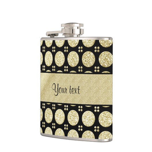 Glitzy Funkelnd Imitat Gold Glitzer Buttons Flachmann (Links)