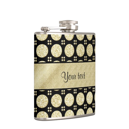 Glitzy Funkelnd Imitat Gold Glitzer Buttons Flachmann (Rechts)