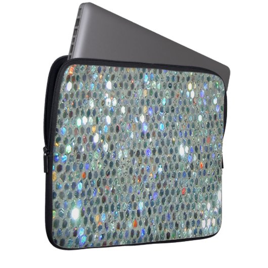 Glitzy Funkelnd Silver Bling Glitzer Laptopschutzhülle (Vorne Rechts)