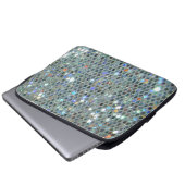 Glitzy Funkelnd Silver Bling Glitzer Laptopschutzhülle (Vorne Knopf)