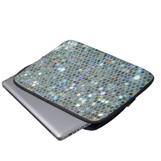 Glitzy Funkelnd Silver Bling Glitzer Laptopschutzhülle (Vorne Knopf)
