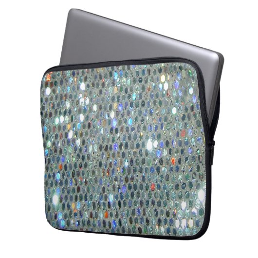 Glitzy Funkelnd Silver Bling Glitzer Laptopschutzhülle (Vorderseite Links)