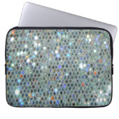 Glitzy Funkelnd Silver Bling Glitzer Laptopschutzhülle (Vorderseite)