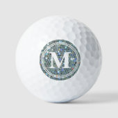 Glitzy Funkelnd Silver Glitzer Blenden Monogramm Golfball (Vorderseite)