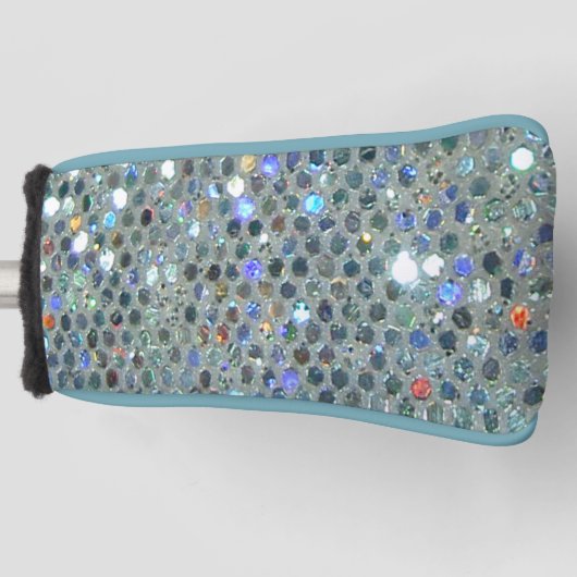 Glitzy Funkelnd Silver Glitzer Bling Golf Headcover (Vorderseite)
