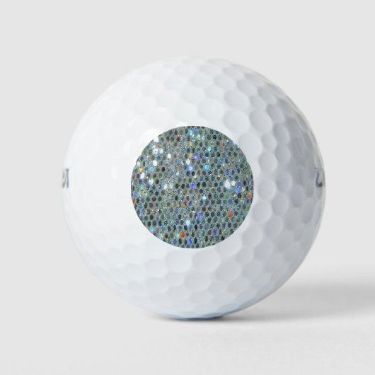 Glitzy Funkelnd Silver Glitzer Bling Golfball (Vorderseite)