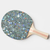 Glitzy Funkelnd Silver Glitzer Bling Tischtennis Schläger (Seitenansicht)