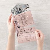 Glitzy Funkelnd Silver Pink Weihnachts-Foto All In One Einladung (Abreißen)