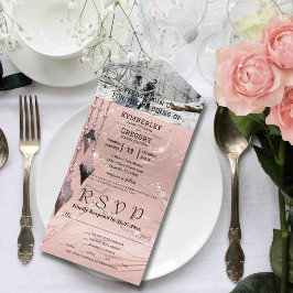 Glitzy Funkelnd Silver Pink Weihnachts-Foto All In One Einladung