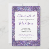 Glitzy Girly Glam Lila Sparkasse Glitzer Einladung (Vorderseite)