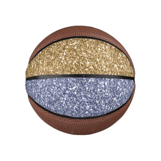 Glitzy Girly Gold Lila Glitzer Mini Basketball (Vorderseite)