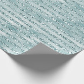 Glitzy Girly Mint Glitzer Stripes Geschenkpapier (Ecke)