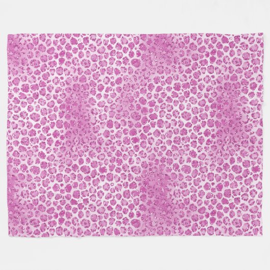 Glitzy Girly Pink Leopard Print Fleecedecke (Vorderseite (Horizontal))