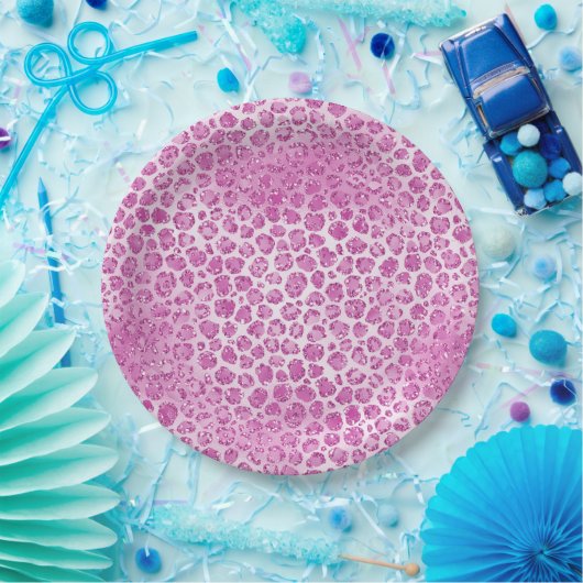 Glitzy Girly Pink Leopard Print Pappteller (Party)