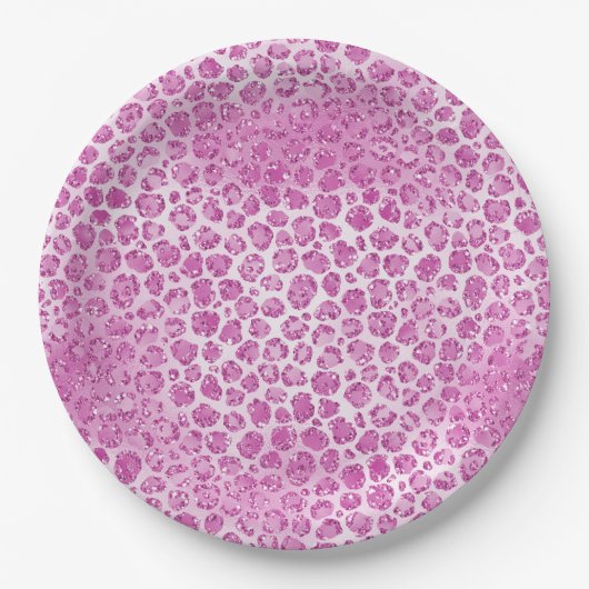 Glitzy Girly Pink Leopard Print Pappteller (Vorderseite)