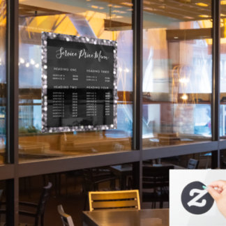 Glitzy Glam Business Preisliste Glas Fensteraufkleber