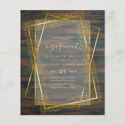 Glitzy Glam ENGAGEMENT Party Einladungs-HAUSHALT (Vorderseite)
