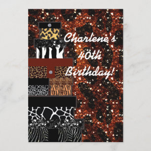 Glitzy Glam Geschenke Tierprint Party Einladung