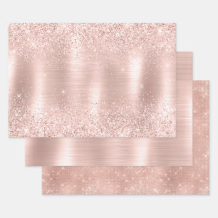 Glitzy Glam Girly Blush Pink Glitzer Wedding Geschenkpapier Set