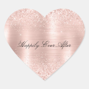 Glitzy Glam Girly Blush Pink Glitzer Wedding Herz-Aufkleber