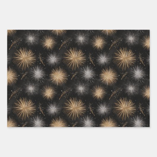 Glitzy Glam Gold Black Silver Christmas Geschenkpapier Set (Vorderseite 3)