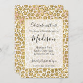 Glitzy Glam Gold Blush Glitzer Leopard Print Einladung (Vorne/Hinten)