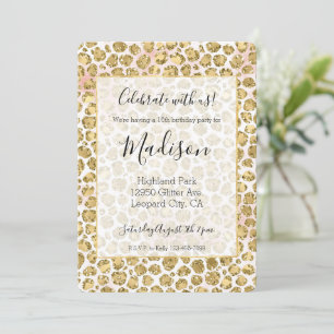 Glitzy Glam Gold Blush Glitzer Leopard Print Einladung