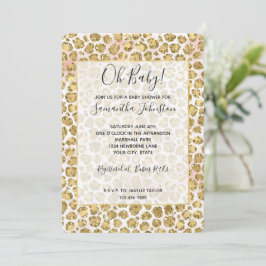 Glitzy Glam Gold Blush Glitzer Leopard Print Einladung