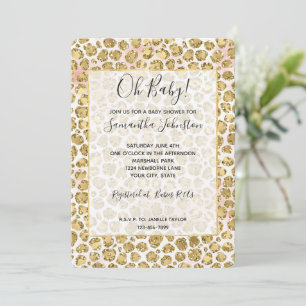 Glitzy Glam Gold Blush Glitzer Leopard Print  Einladung