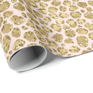 Glitzy Glam Gold Blush Glitzer Leopard Print   Geschenkpapier