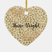 Glitzy Glam Gold Blush Glitzer Leopard Print Keramik Ornament (Vorne)