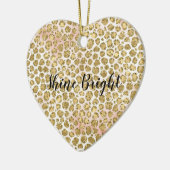 Glitzy Glam Gold Blush Glitzer Leopard Print Keramik Ornament (Links)