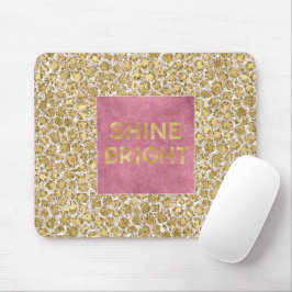 Glitzy Glam Gold Blush Glitzer Leopard Print Mousepad