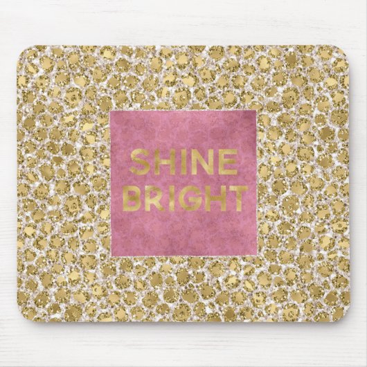 Glitzy Glam Gold Blush Glitzer Leopard Print Mousepad (Vorne)