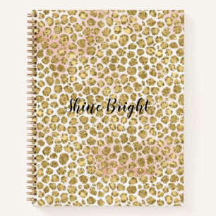 Glitzy Glam Gold Blush Glitzer Leopard Print       Notizblock
