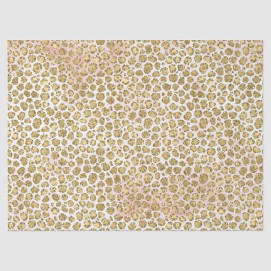 Glitzy Glam Gold Blush Glitzer Leopard Print Seidenpapier (Vorderseite)